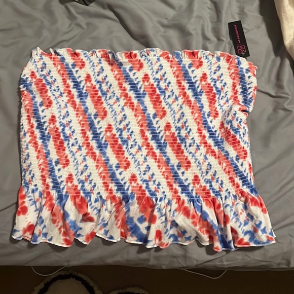 Red, white, and blue smocked crop top - Picture 1 of 4